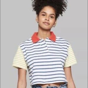 NWOT Wild Fable Striped Cropped Polo